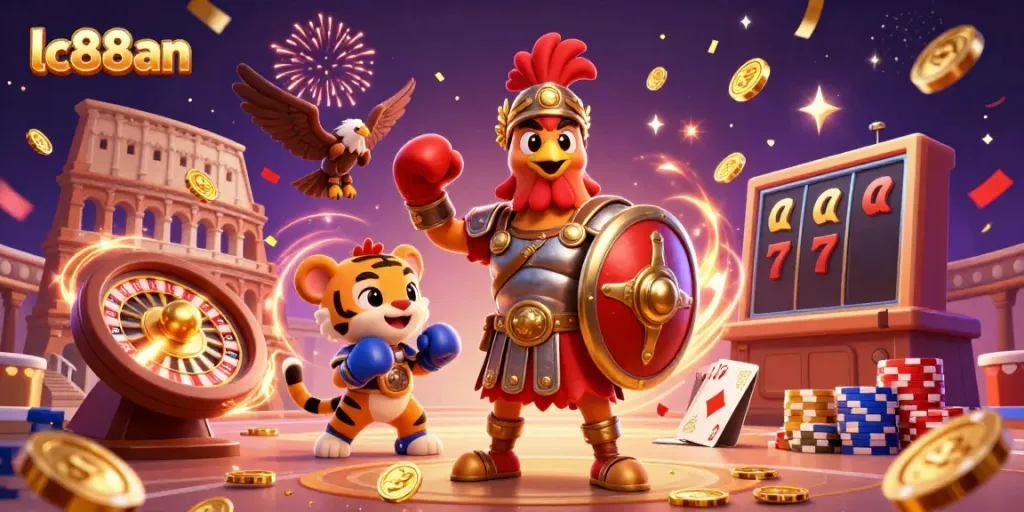 Experience thrilling betting moments at lc88an with dynamic casino elements in a vibrant scene.