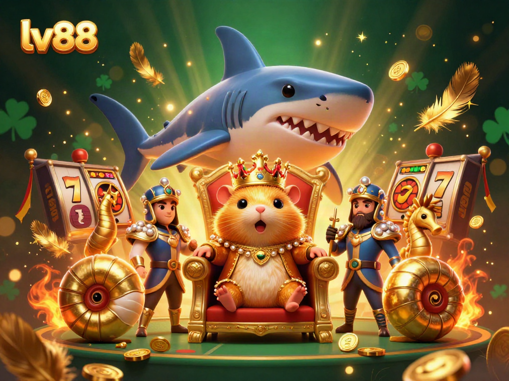 Experience excitement at lv88 with a golden hamster king and underwater treasures in a vibrant casino scene.