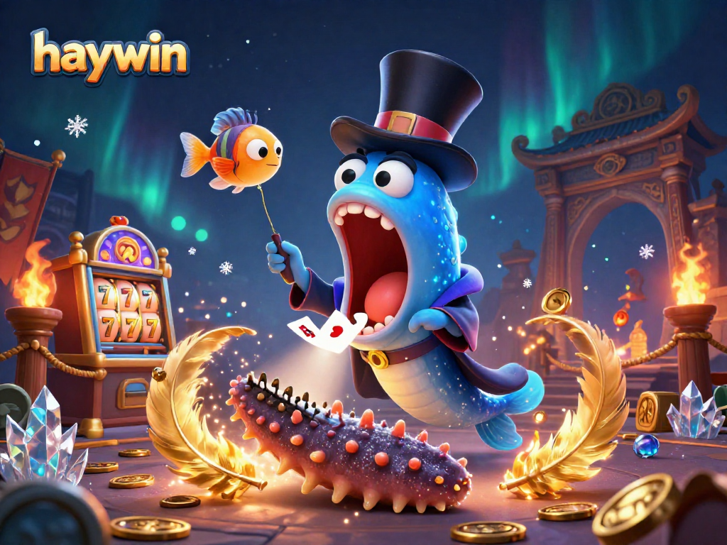 Experience thrilling slot games at haywin with animated deep-sea creatures engaging in a magical casino performance.