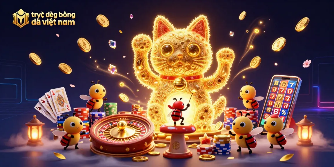 Engage with direct Vietnamese football live broadcasts at a vibrant 3D casino scene.
