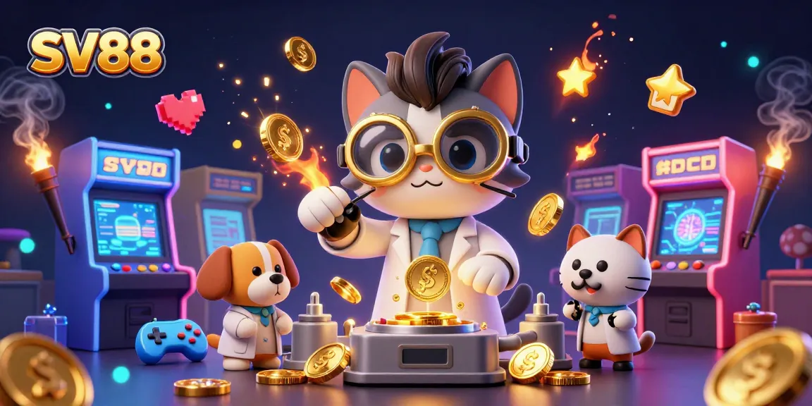 Engage with SV88's thrilling casino gameplay in an exciting 3D cartoon illustration.