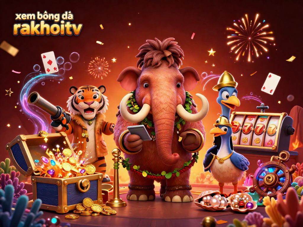 Experience the excitement of xem bóng đá rakhoitv with our vibrant casino scene featuring dynamic characters and festive elements.