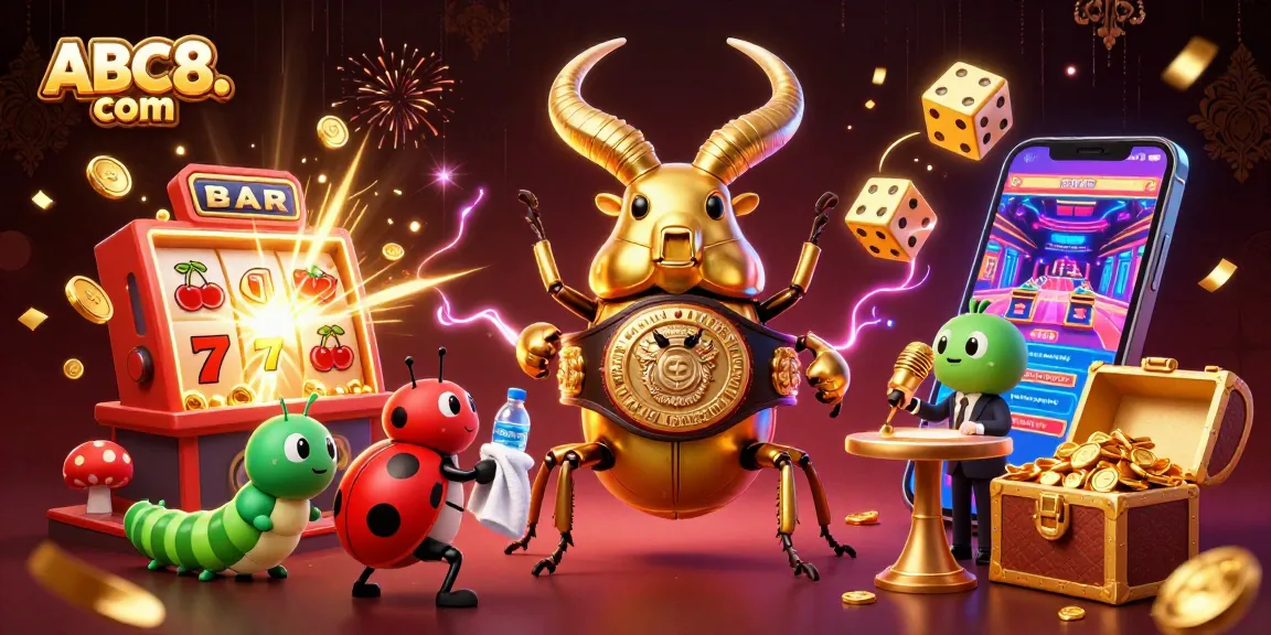 Experience thrilling gameplay at ABC8. com with dynamic 3D illustrations featuring exciting casino elements.