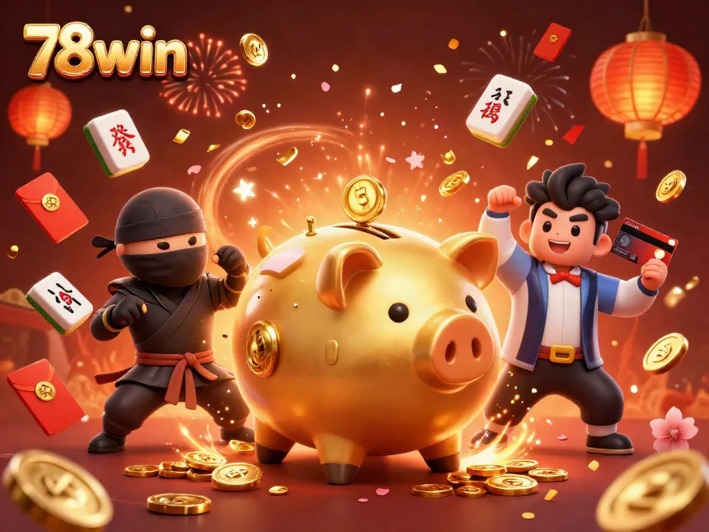 Engage in thrilling gameplay with 78win's vibrant casino illustration showcasing luck and rewards.