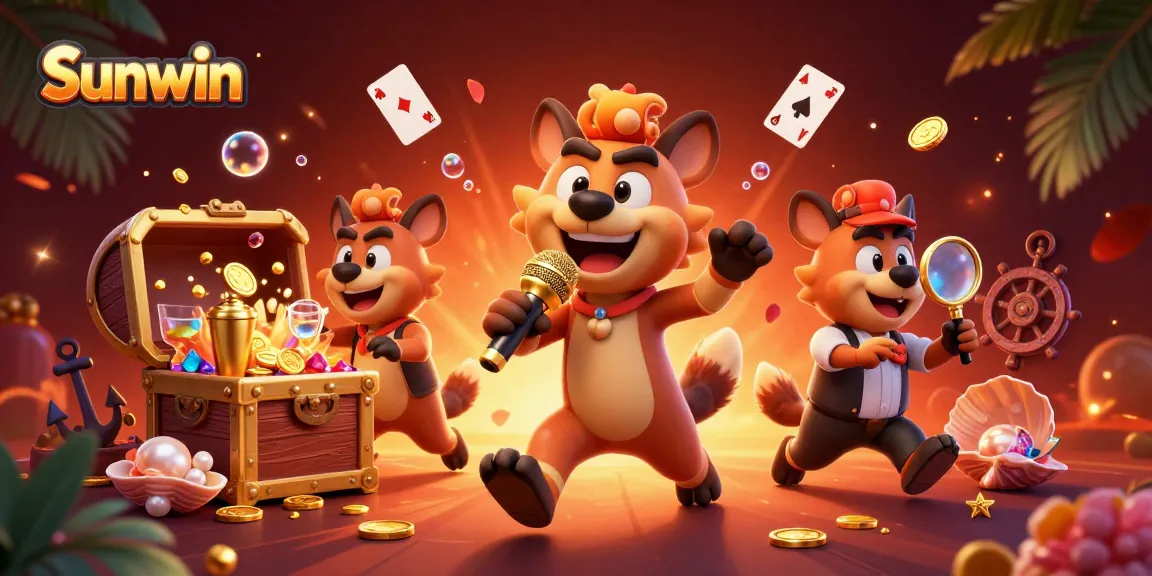 Play exciting games at Sunwin in this vibrant casino scene filled with dynamic action and detailed characters.