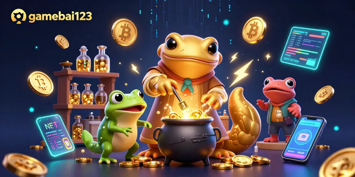 Experience exciting gaming action with gamebai123 in a vibrant online casino setting, featuring golden elements and crypto coins.