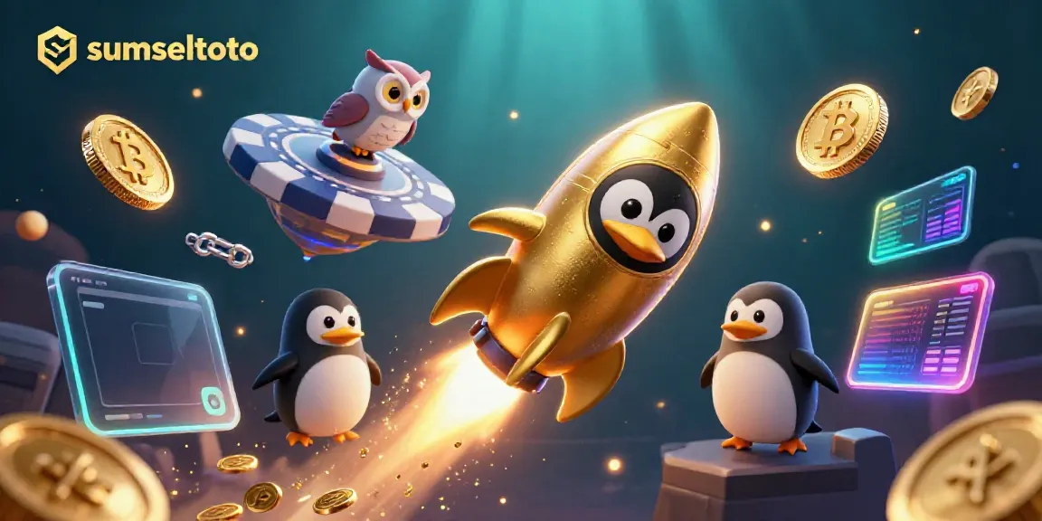 Engage with sumseltoto as a rocket-powered penguin traverses a cosmic casino adventure.