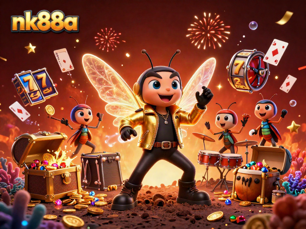 Experience thrilling gameplay at nk88a with a vibrant 3D casino scene featuring exciting slot elements.
