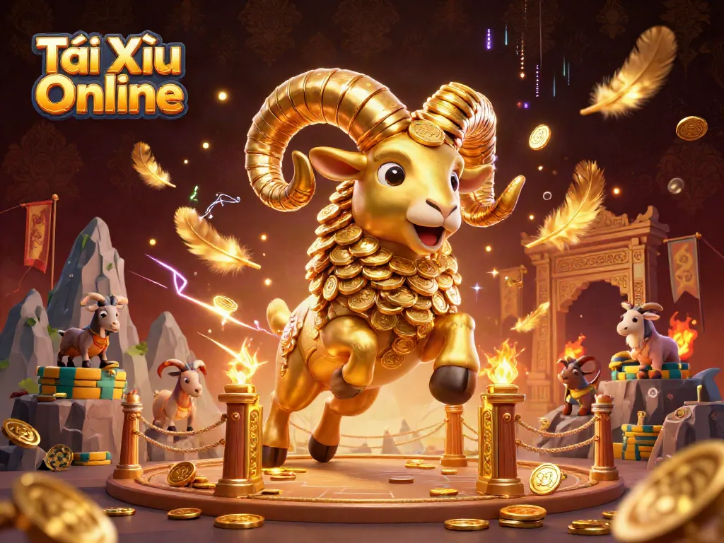Engage with Tài Xỉu Online in a dynamic 3D illustration featuring vibrant casino elements.