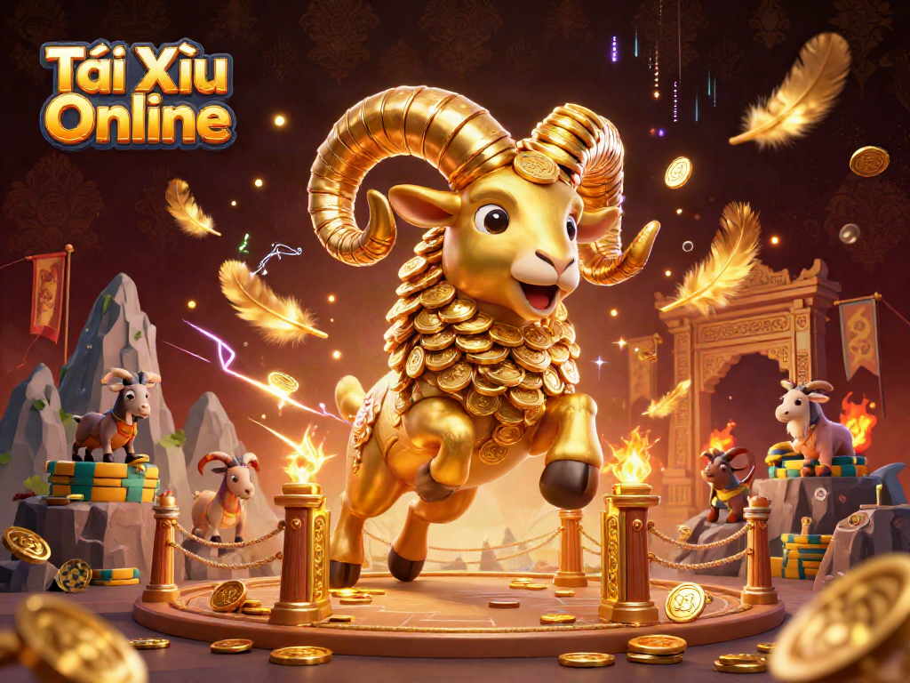 Engage with Tài Xỉu Online in a dynamic 3D illustration featuring vibrant casino elements.