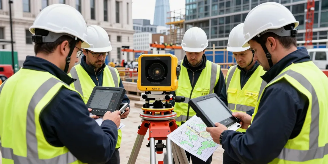 GPR Utility surveys London with professional surveyors using advanced equipment on a construction site, showcasing precision and modern technology.