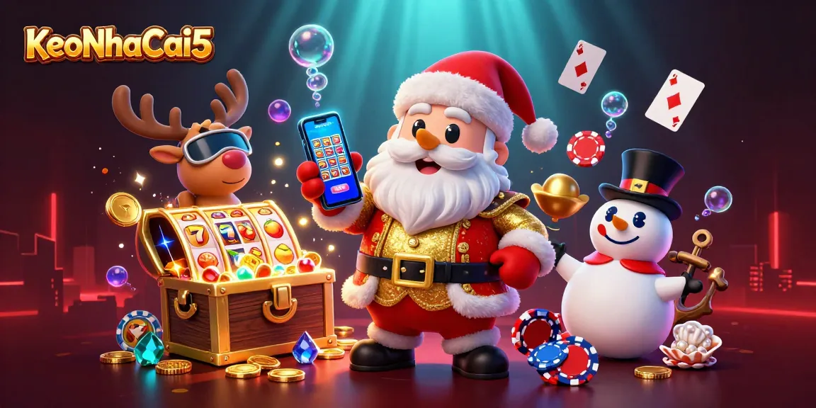 Join KeoNhaCai5's exciting wins with Santa and friends in a vibrant casino adventure.