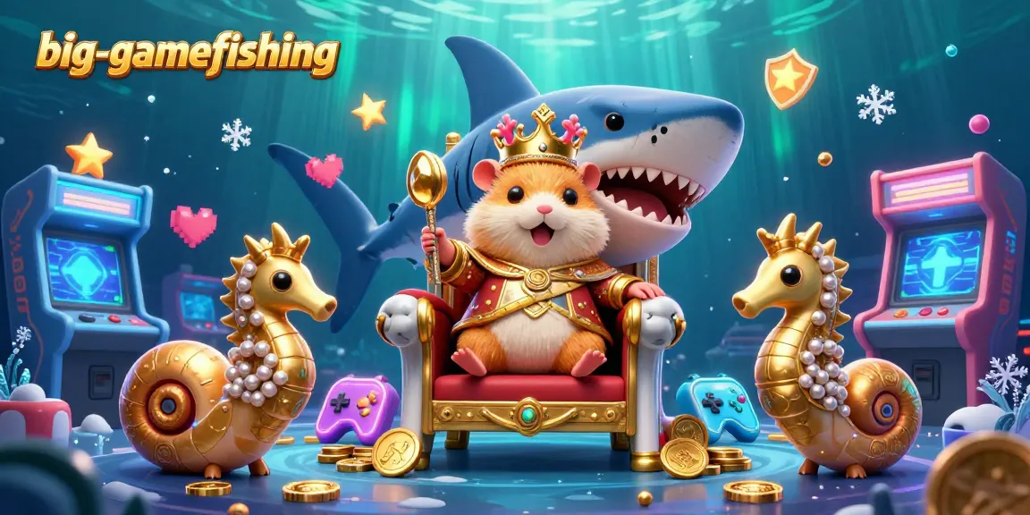 Experience big-gamefishing strategies amidst royal gaming action with a golden hamster king.