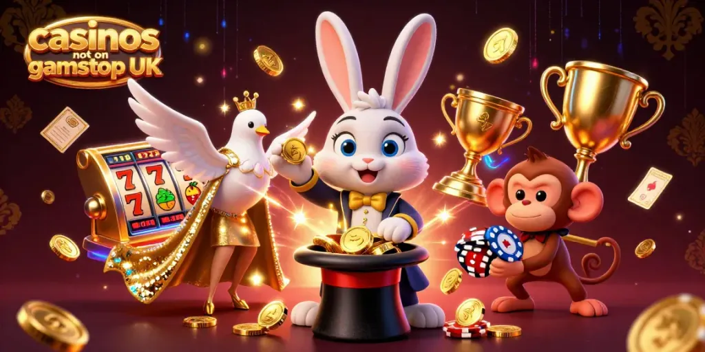 Win big at casinos not on gamstop UK with this vibrant 3D casino illustration.