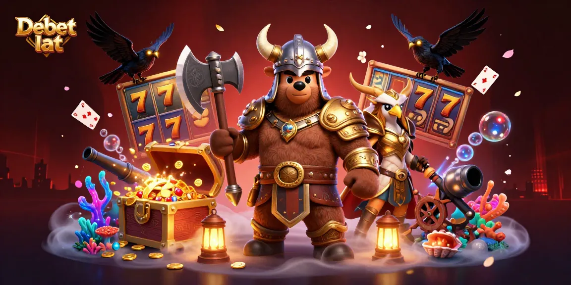 Experience thrilling gameplay at Debet lat with a Viking berserker and slot machines.