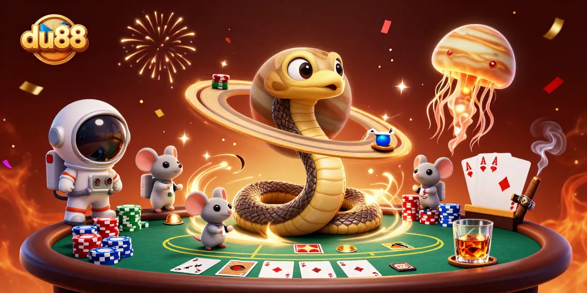 Experience thrilling bets with du88 as cartoon mice wager on a roulette-wheel-like Saturn.