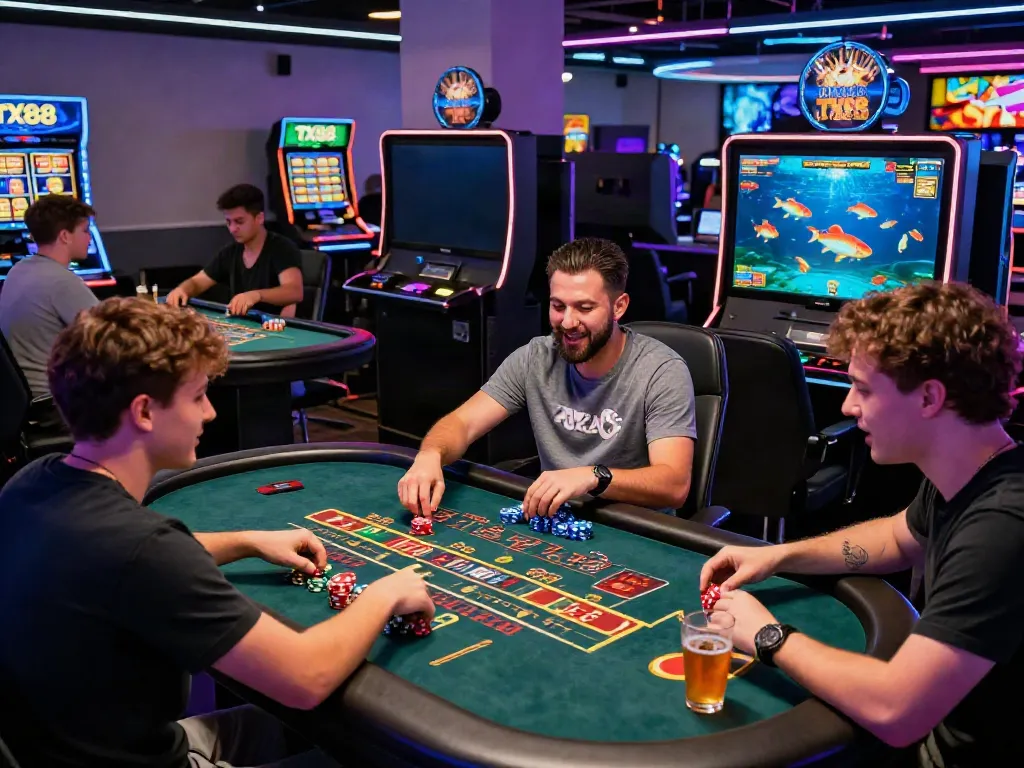 Engaged players enjoying various games on the TX88 platform showcasing dynamic online gambling experiences.