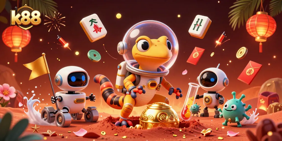 Win big at k88 with thrilling casino adventures featuring a Martian gecko and cosmic treasures.