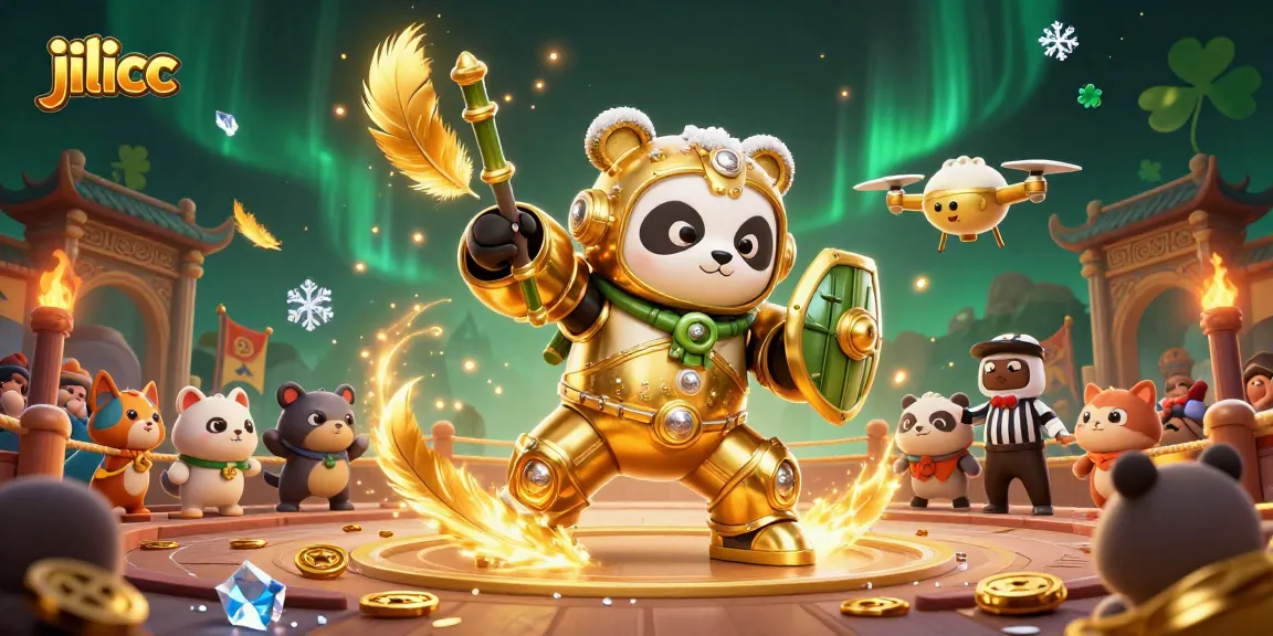 Engage in thrilling gameplay on jilicc with a panda piloting a fighting robot in a dynamic casino setting.