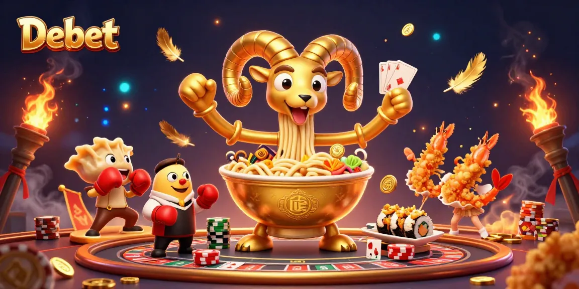Debet enhances excitement with a vibrant casino scene featuring animated characters and betting elements.