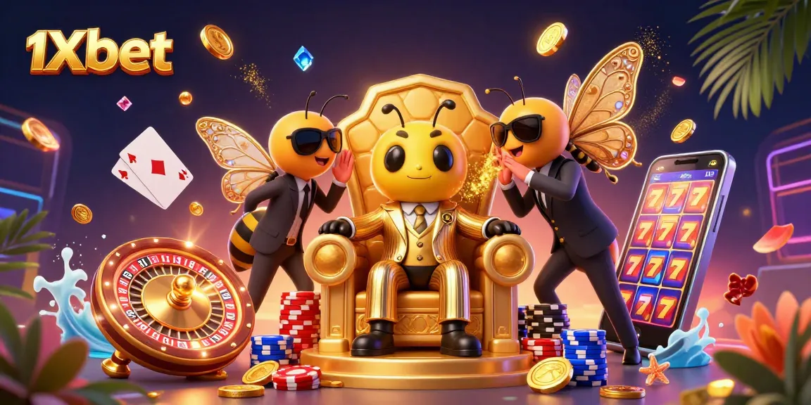 Experience the thrill of betting with 1xbet's vibrant 3D casino scene featuring engaging characters and exciting game elements.