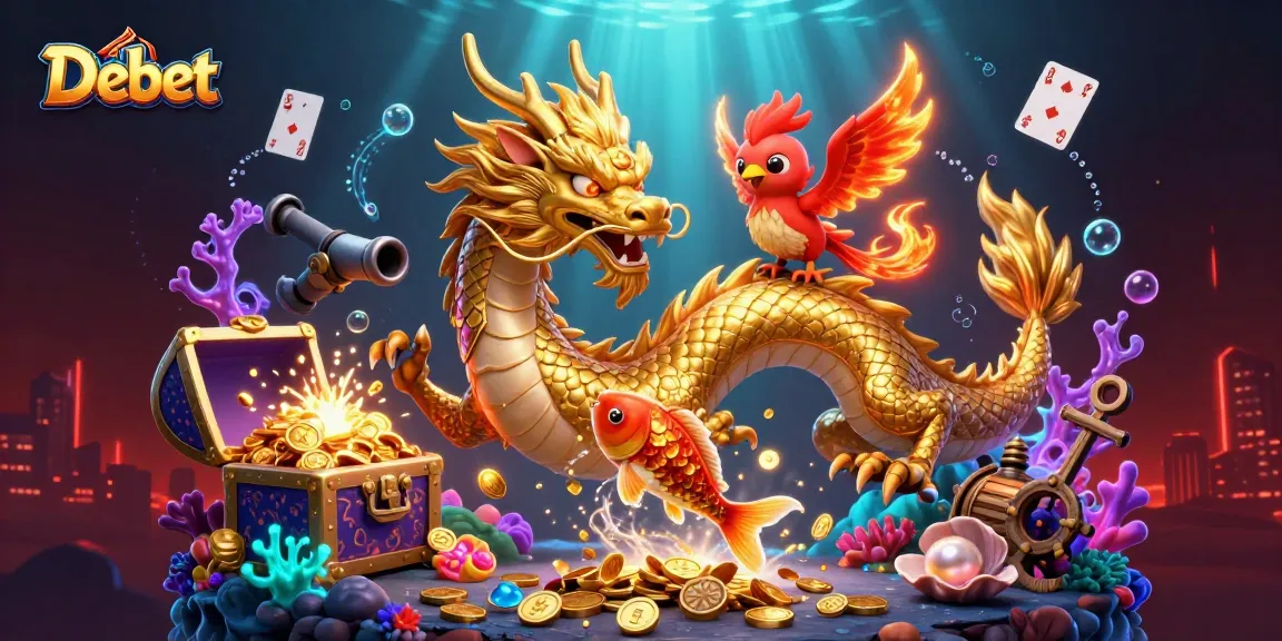 Debet showcases thrilling gameplay with a dragon and a phoenix amidst vibrant gaming elements.