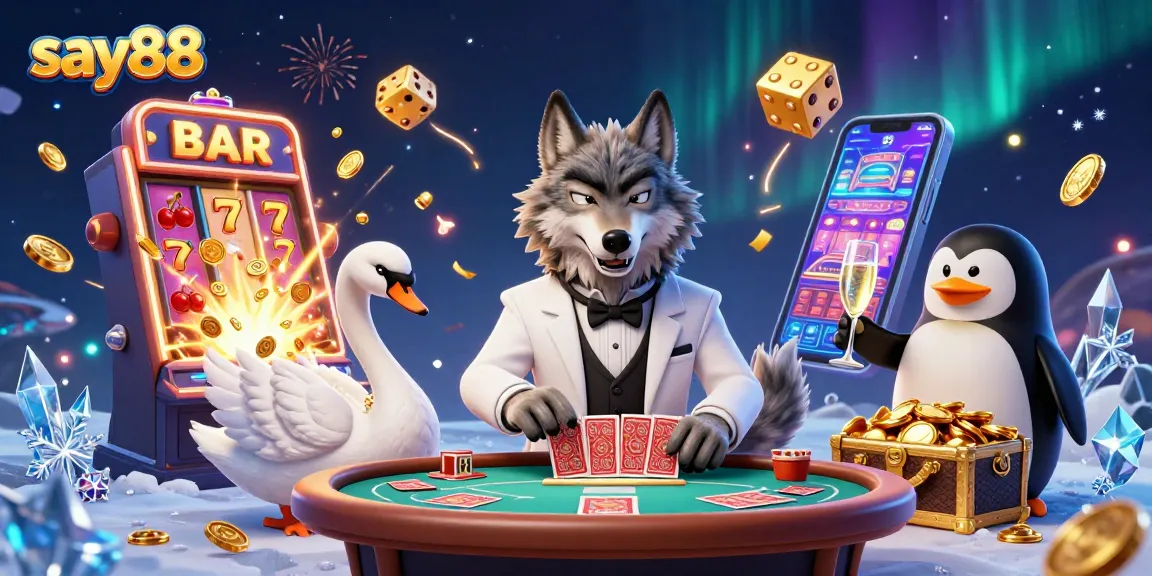 Win big at say88 with an exciting casino illustration featuring a baccarat game scene.