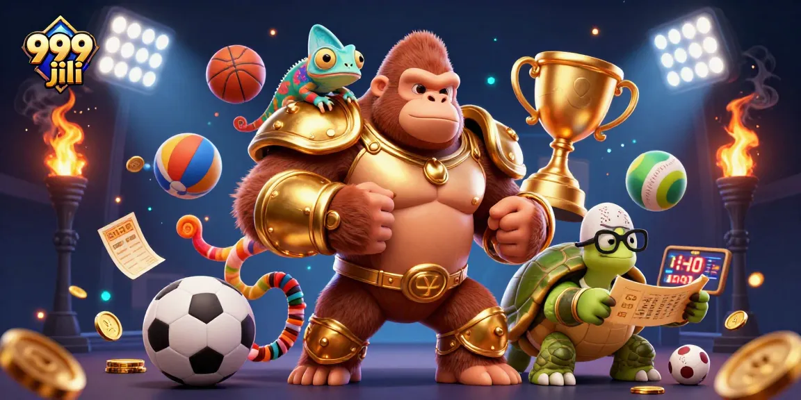 Experience the thrill of 999 jili casino action with a dynamic illustration of characters and game elements.