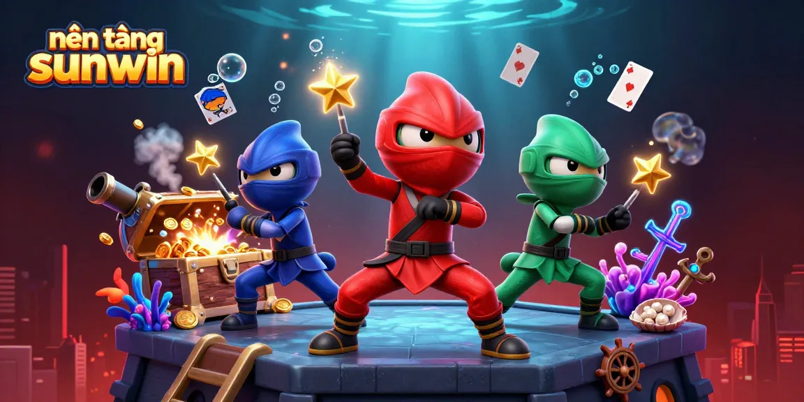 Engage with the vibrant nền tảng sunwin, as chameleon ninjas showcase thrilling casino elements in an action-packed scene.