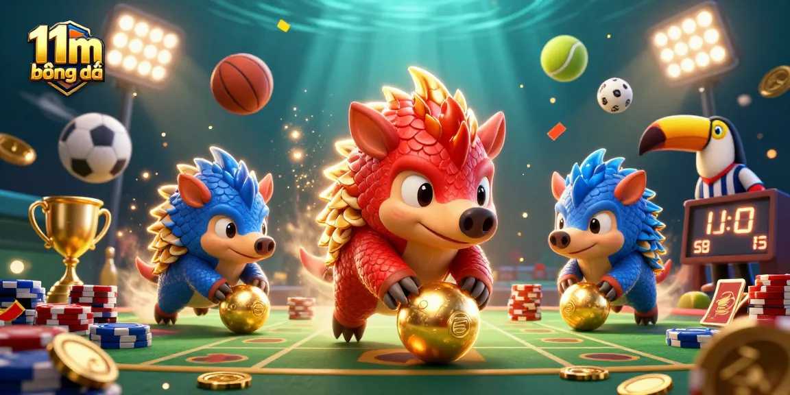 Experience thrilling action with 11m bóng đá as rival pangolins roll through poker chips and sports elements.