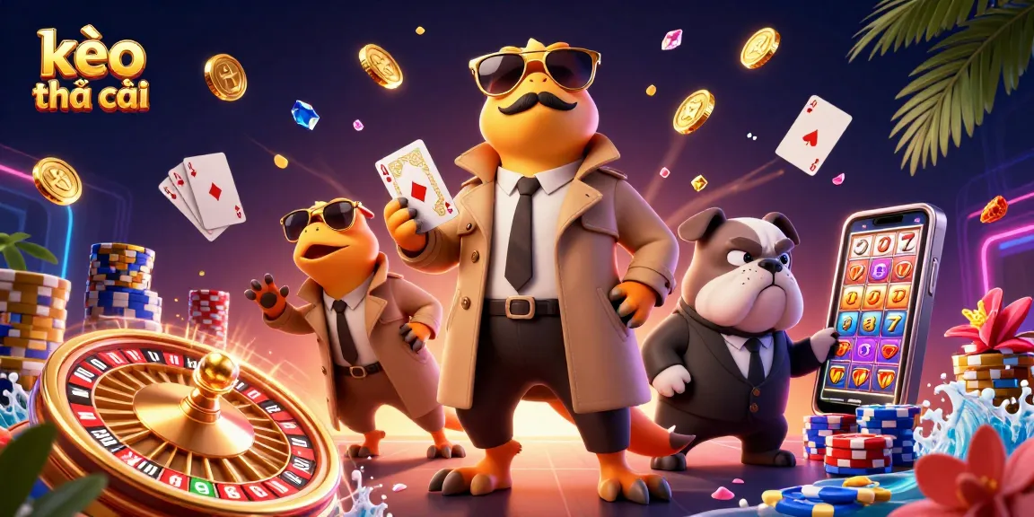 Experience kèo nhà cái excitement with 3D raptors entering a VIP casino lounge, surrounded by sparkling gems and gold coins.