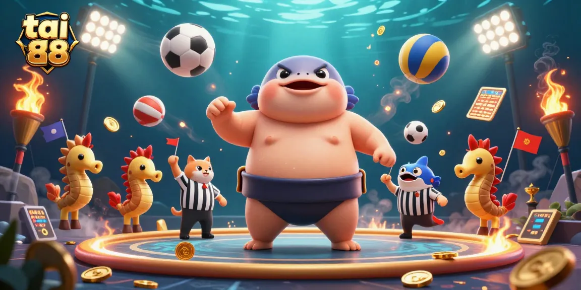 Play lucrative games at tai go 88 with vibrant underwater characters engaging in exciting betting activities.