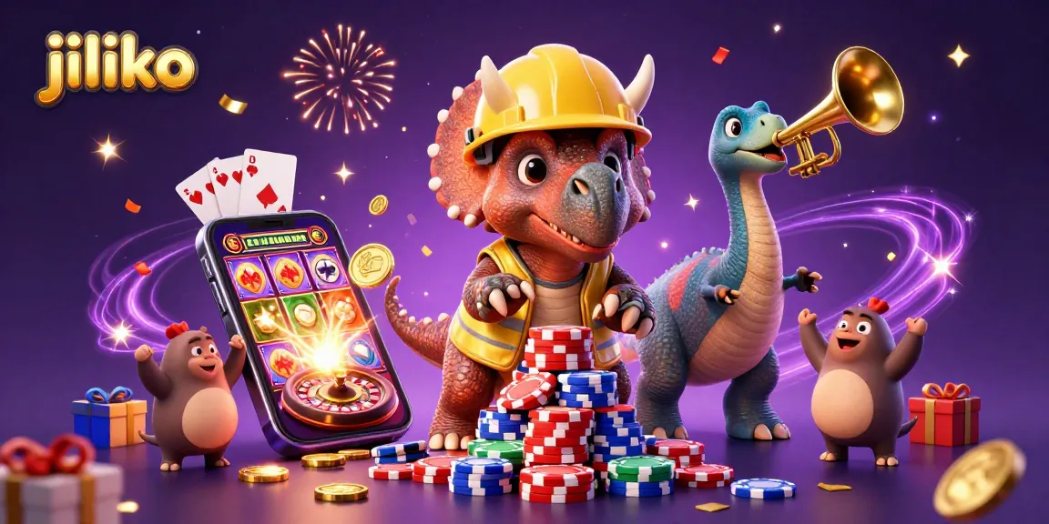 Experience the thrill of jiliko with vibrant casino elements and lively characters in a festive scene.
