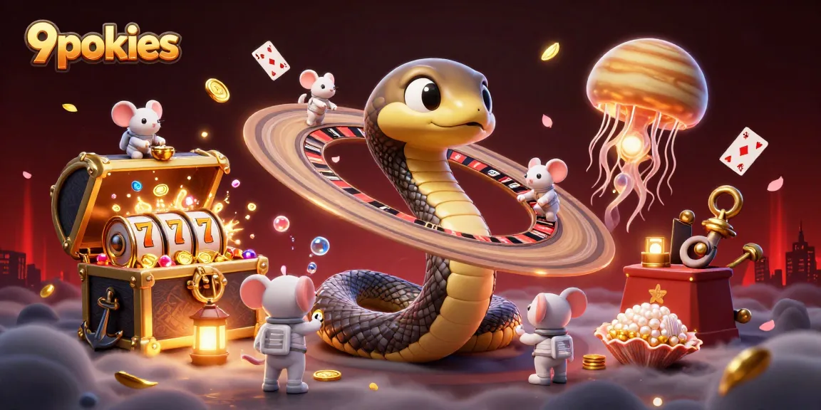 Engage with 9pokies as astronauts bet on a cosmic roulette wheel with vibrant 3D characters.